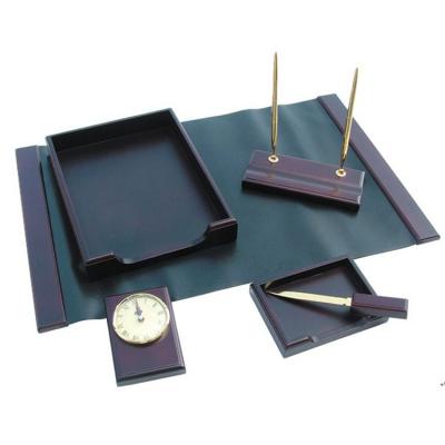 China Orgainzer Design Cheap Leather Office Storage Tray Desk Organizer Desk Set for sale