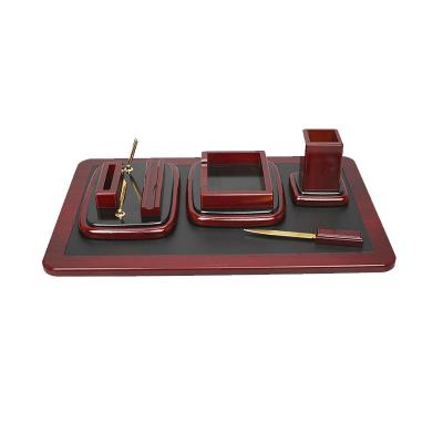 China Orgainzer Design Cheap Leather Office Storage Tray Desk Organizer Desk Set Office Desk Set for sale