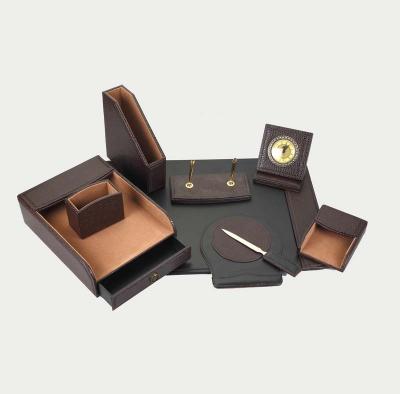 China New Design Orgainzer Office Leather Table Home Office Storage Tray Desk Organizer Desk Set for sale