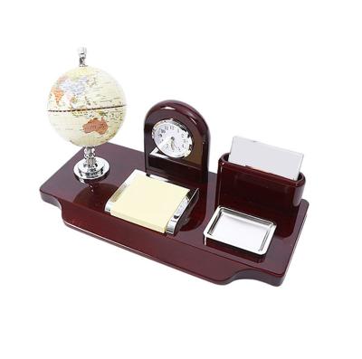 China Office Stationery Desktop Organizer Desk Organizer with Wooden Globe Office Stationery Sets Name Card Holder for sale