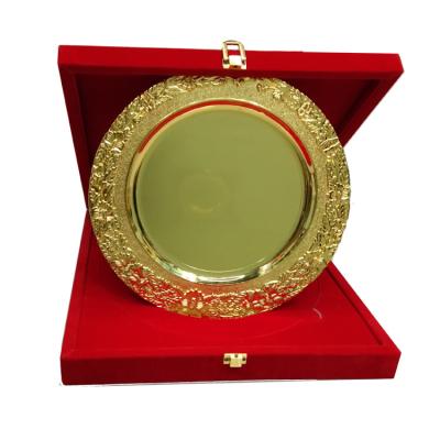 China Europe Logo High Quality Custom Metal Gold Souvenir Empty Dishes for sale