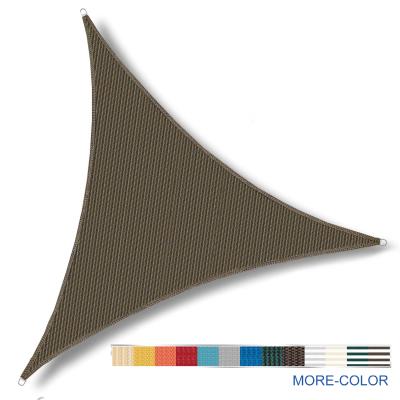 China Outdoor Patio 6mx6mx6m Brown Stripes Canvas Sun Shade Sail Triangle For Garden Pool for sale