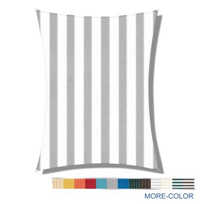 China JINGQI Outdoor Patio 10' x 15' Rectangle Grey-White-Stripes Block HDPE Fabric UV Sun Shade Sail For Outdoor Garden for sale