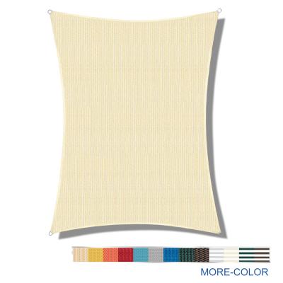 China Outdoor Patio 12'x16' Rectangular 100% Virgin HDPE Fabric Shade Sail Beige Beige For Pergola for sale