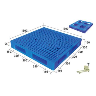 China 1300x1300x160mm En Single Faced Pallet Single Faced Plastic Stacking Pallets Reinforced Plastic for sale