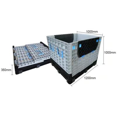 China 860L euro folding warehouse palete de caixa single sided plastic fruit pallet box with side door for sale