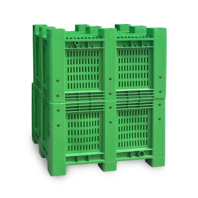 China Large single sided solid stackable storage 600L scatola per pallet pallet container plastic box for sale