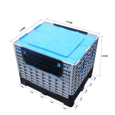 China 860L Single Faced Plastic Pallette EN Collapsible Ventilated Plastic Pallet Box With Lid for sale