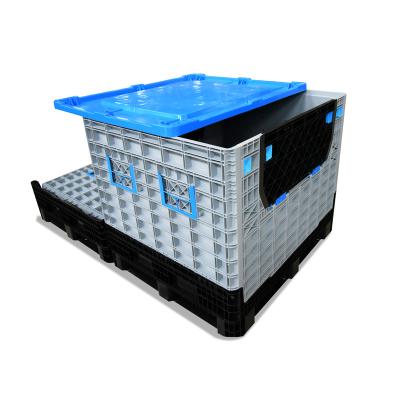 China 1200x1000x760mm plastico pallet box single sided collapsible plastic container caja de palet de for sale