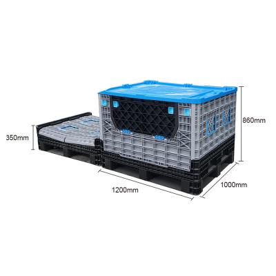 China Euro 700L Single Sided Collapsible Plastic Collapsible Pallet Bin Storage Box for sale