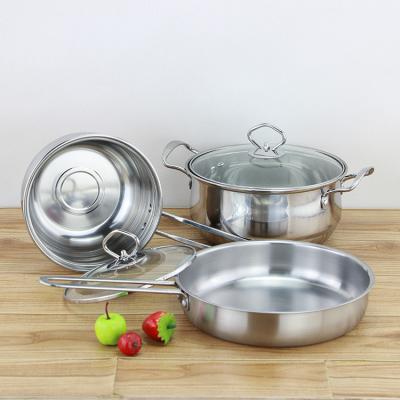 China Stainless Steel Lid And Handle Soup Pot Stock Pot 5pcs Sustainable Cookware Set for sale