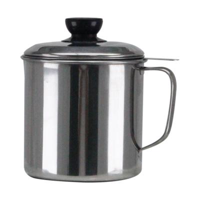 China Sustainable Stainless Steel Oil Storage Container Grease Keeper 1.3/1.8L Strainer Oil Filter Pot for sale