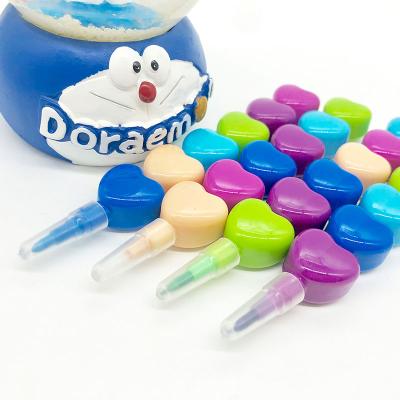 China Maxwri Plastic Creative Multicolor Wax Crayon Stackable And Detachable Heart Shape Stacking Crayon For Kids Graffiti Drawing MW-B3504 for sale