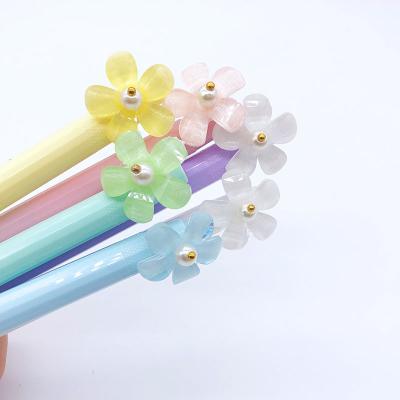 China Maxwri Normal Creative Plastic Gel Ink Pen 0.5 Unique Pastel Colors and Flower Ornament Retractable Gel Pens for Office School Writing for sale