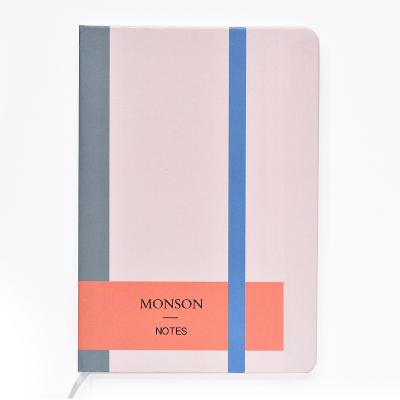 China Light Pink Hardcover Book and Gray Colorblock Classic Lined A5 Notebooks and Journals for School Office Stationery for sale