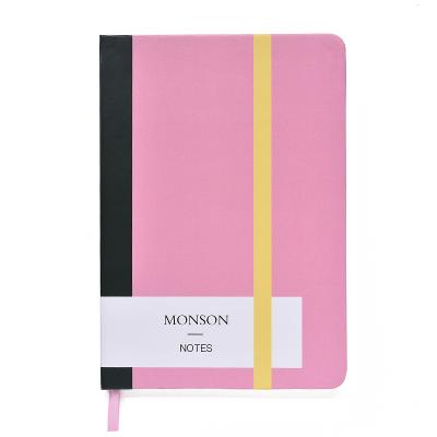 China Classic Striped Hardcover Book Black Pink Colorblock Notebook Personalized A5 Notebooks and Journals for School Office for sale