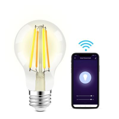 China Hot Selling Amazon Alexa Google Home IFTT Lamp 7w E27 Multicolor Filament Edison Bulb Smart Control Changing Wifi Led Bulb for sale