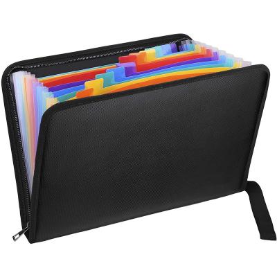 China Home Office Document Organizer Document Holder Desk File Storage Bag 12 Expandable Pocket File Organizer Fireproof Filling Folder Rainbow Color Layers Logo A4 for sale