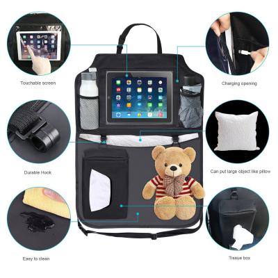 China Multifunction Waterproof Car Backseat Organizer Durable Car Organizer Kids Muti-Pocket Back Seat Storage Bag with Touch Screen Tablet Holder for sale