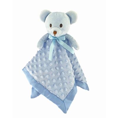 China Custom Soft Plush Baby Comforter Blanket Toy Blue Bear Baby Gifts for Newborn Boys and Girls Plush Bear Shaped Baby Security Blanket for sale