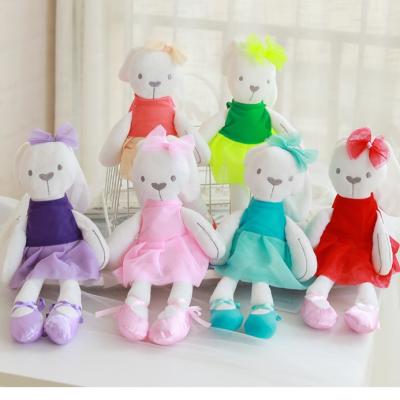 China Custom Plush Toy New Plush Ballerina Plush Toy Bunny With Dress And Bow For Girls Soft Baby Bunny Plush Doll for sale