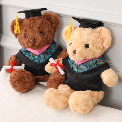 China Free Sample Custom Plush Graduation Teddy Bear Gift for Graduation Party Custom Plush Teddy Bear with Blue Hat and Diploma for sale