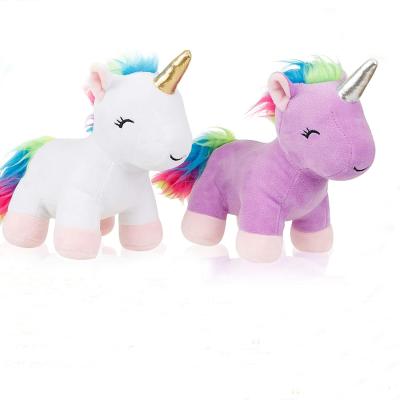 China Stuffed Plush Purple and White Unicorn Toy with Custom Logo Stuffed Unicorns Gifts for Girls Holding Rainbow Unicorn Stuffed Toys for sale