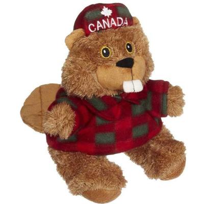 China Plush Stuffed Beaver in Canada Maple Hat Beaver Plush Toy Custom Soft Plush Toy Lumberjack Shirt and Beaver for sale