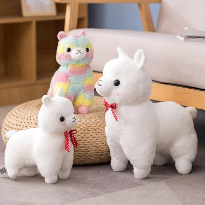 China Wholesale Free Sample White Rainbow Alpaca Plush Toy Rainbow Llama Plush Sheep With Brand Logo Custom Llama Plush Pillow for sale