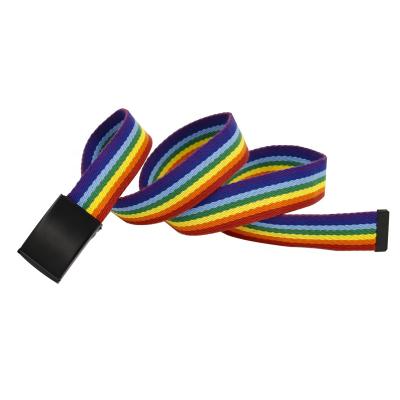 China IRON New Rainbow Metal Flip Buckle Canvas Belt Student Canvas Belt for sale