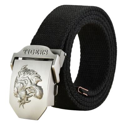 China Casual Reinforce Belt Men's Thickened 100% Cotton Outdoor Tactical Canvas Belt for sale