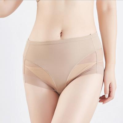 China Antibacterial Women's High Elastic Plus Size Mesh Briefs Underwear Female Breathable Transparent Lingerie Seamless Panties for sale