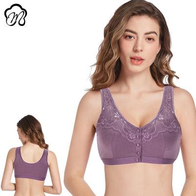 China QUICK DRY Women's Skin Front Closure Wireless Gather Bra Lingerie Full Coverage Ladies Nude Underwear Lace Up Sexy Bralette Bra for sale