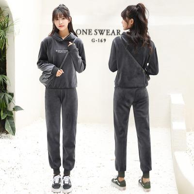 China New Breathable 2022 Autumn Winter Women Clothes Solid Lounge Wear Sports Suit Two Piece Sweatshirt 2 Piece Set Women Pants for sale