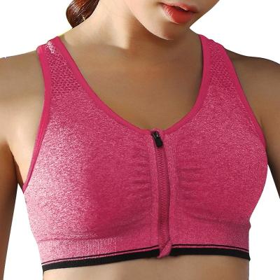 China Breathable Women's Seamless Front Zipper Closure Sports Bra Padded Push Up Sports Bra For Yoga for sale