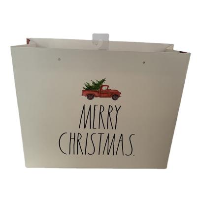 China Recyclable Custom Printed Factory Wholesale Christmas White Paper Shopping Gift Bag High Quality for sale