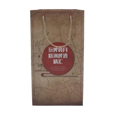 中国 High Quality Recyclable Logo Printing Brown Kraft Paper Food Shopping Bag Reusable Paper Bag For Beer 販売のため