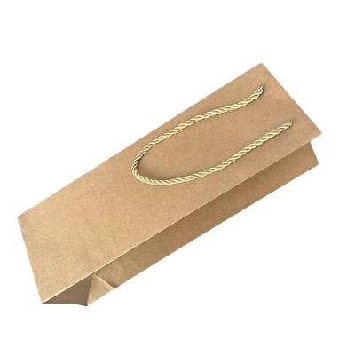 中国 Handmade wholesale custom logo wine gift bag brown kraft paper bags eco-friendly wine paper bag 販売のため