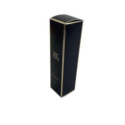 China Recyclable Wholesale Custom Paper Box Black Coated Foldable Paper Boxes Cosmetic Packaging Paper Box for sale