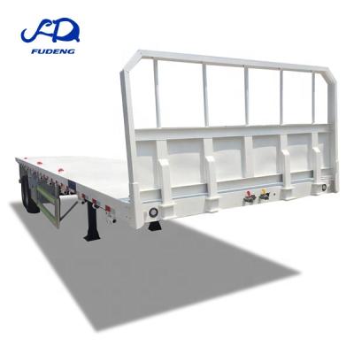 China High Tensile Q345B Seel Fudeng Double Axles 40ft Flatbed Deck Trailer 40 Feet Flat Bed Container Trailers for sale