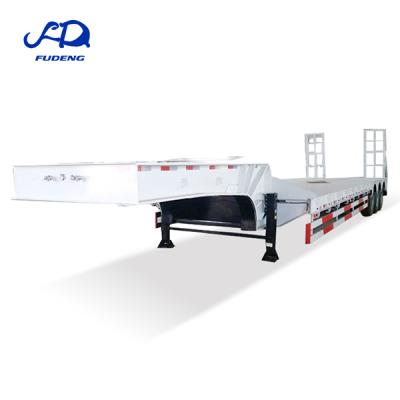 China Truck trailer China low price 3 axles drop deck lowbed semi trailers with manual rear ramp for sale