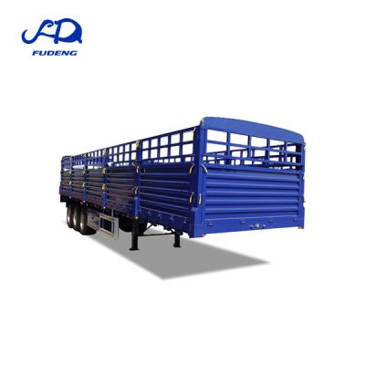 China New Truck Trailer China 3 Axle Cargo Transport Barrier Semi Trailer 80t With Removable Barrier Wall for sale