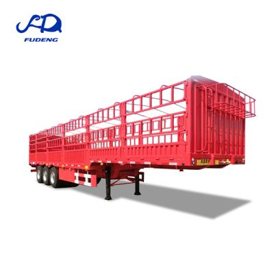 China Truck Trailer Triple Axles Trailer For Vegetable And Animal Transport 60 Ton Rail Semi Trailer for sale