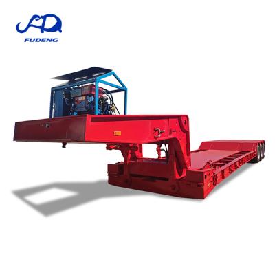 China Truck Trailer 3/4 Axles 80tons 100t Hydraulic Detachable Gooseneck Trailers Low Bed Low Bed Semi Trailers for sale