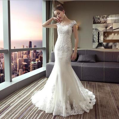 China New Style Mermaid Anti-Static Wedding Dresses Fashion Bridal Gowns Sleeveless Lace Wedding Dresses for sale