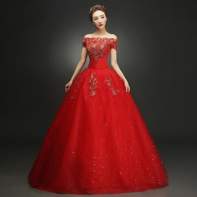 China Anti-static Large Size Wedding Dresses Bride's Wedding Dresses Show Red Slim And Thin Wedding Dresses for sale