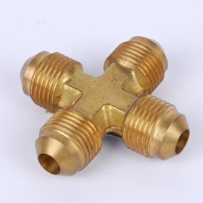 China Pneumatic Tool Accessories Machining, Air Tool Part - Cross Joint Copper OEM Pneumatic Connectors Fittings for sale