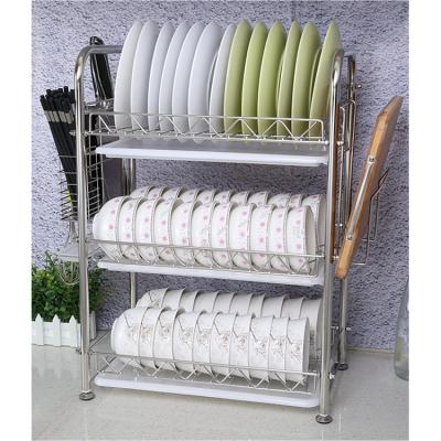 China Sustainable Large Capacity Stainless Steel 3 Tier Kitchen Dish Storage Rack for sale