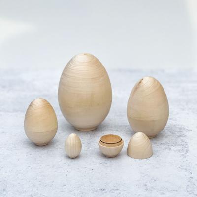 China Custom Classic Ornament Diy Easter Eggs Wooden Easter Eggs Wooden Material Eco-friendly Size For Easter Basket for sale