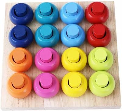 China Eco-friendly Rock Material Learning Count Color Matching Stacking Rings Board Wooden Children Educational Wooden Stacking Toy for sale